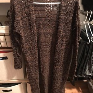 Long olive green eyelet cardigan